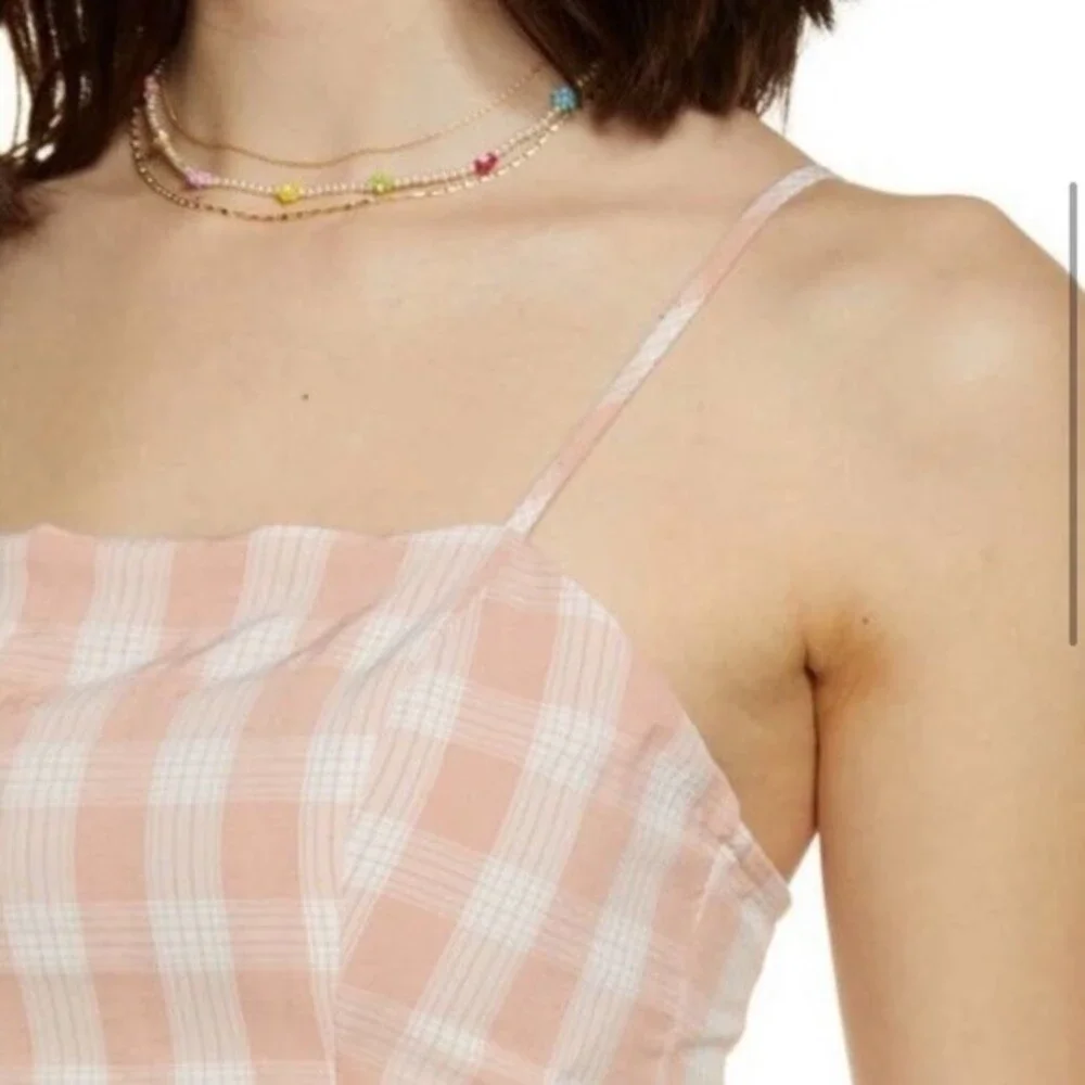 NWOT BP | Coral White‎ Gingham Plaid Mini Dress
